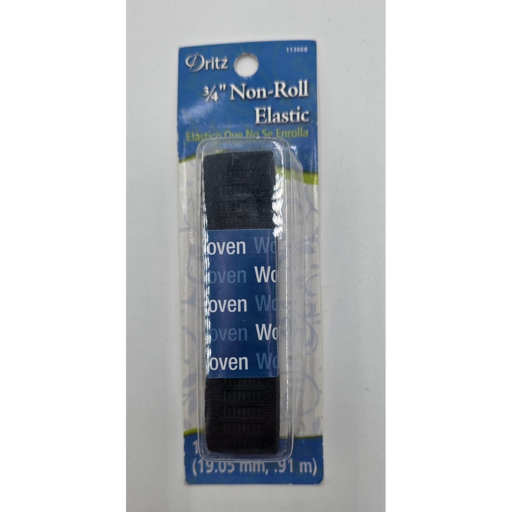 Dritz 3/4 Inch Non-Roll Woven Elastic Black 1 Yard Sewing Notion